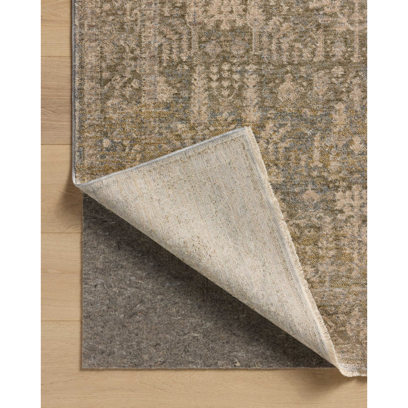 Large Gray and Moss Synthetic Vintage Area Rug