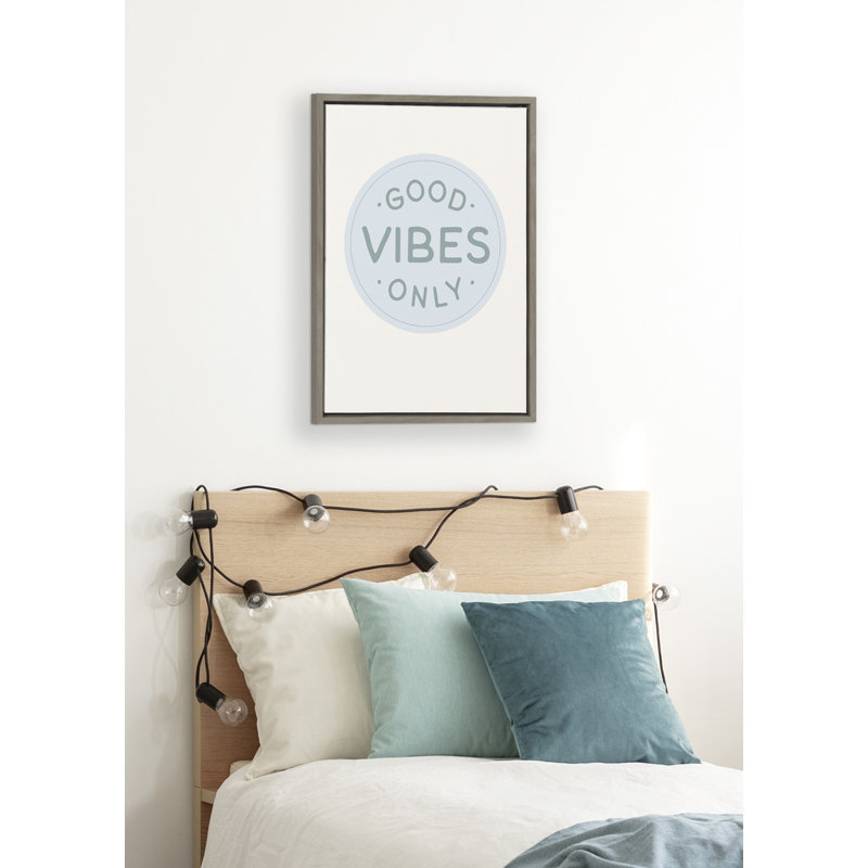 Good Vibes Only Pale Blue Canvas Motivational Print