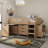 Mid Sleeper 04 with desk, drawers and bookcase in Oak Style