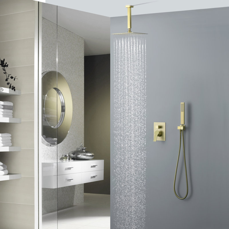 Système de douche complet avec valve brute, Or brossé
