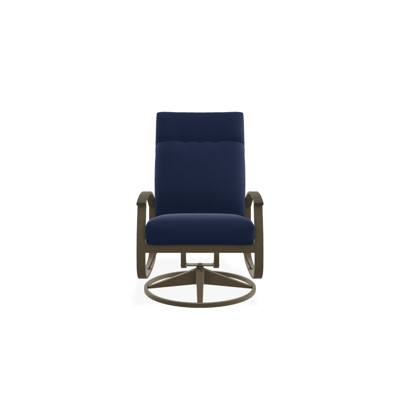 Chaise berçante pivotante réglable avec coussins Askar, Toile bleu marine Sunbrella®, Bois de plage P40