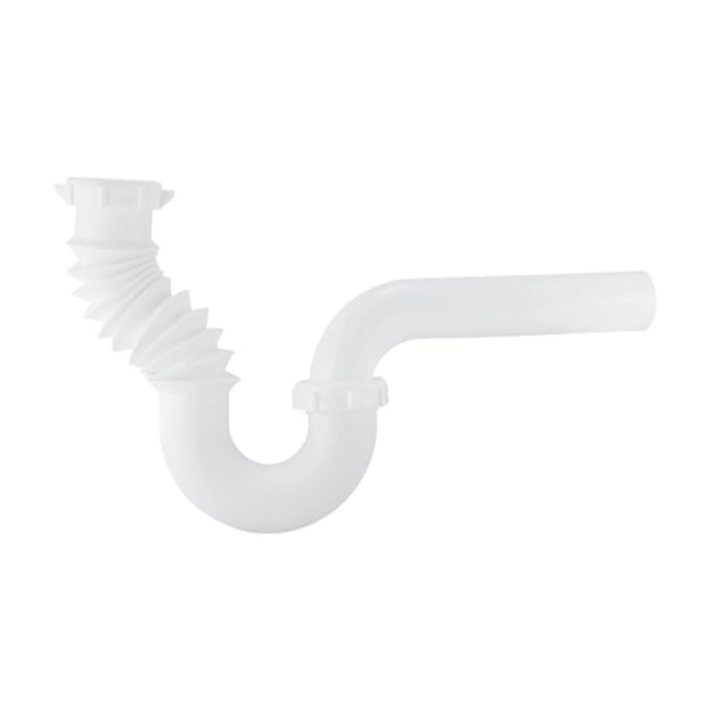 Tuyau d'évacuation flexible 1-1 / 2 po flexible en P, Siphon en plastique blanc