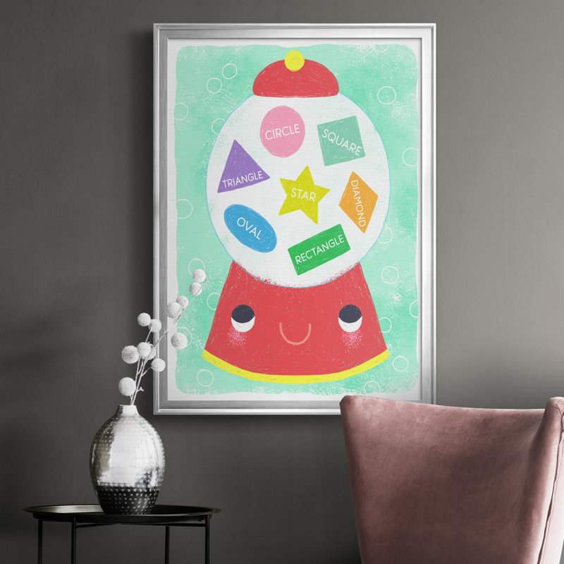 Gumball Shapes - Peinture sur toile encadrée, Argent, H 30,5 po x l 42,5 po x P 1,5 po