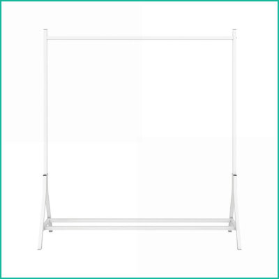 Garment Rack, Industrial Metal Freestanding Clothing Rack with Shoe Storage | White | Metal