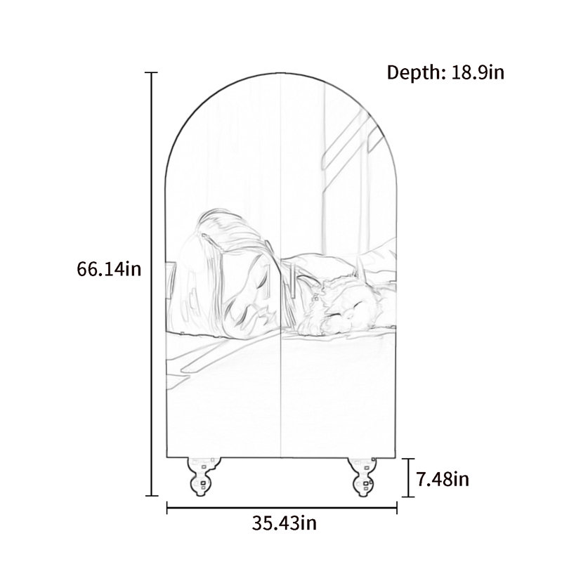 Armoire arquée avec tablettes et portes