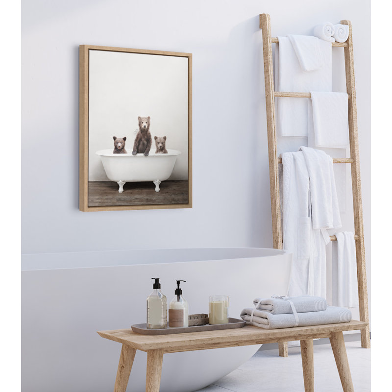 " Three Little Bears In Vintage Bathtub " by Amy Peterson, Natural
