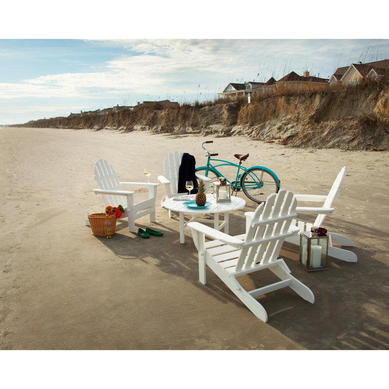 POLYWOOD Classic Adirondack Folding Adirondack 5-Piece Conversation Group, White
