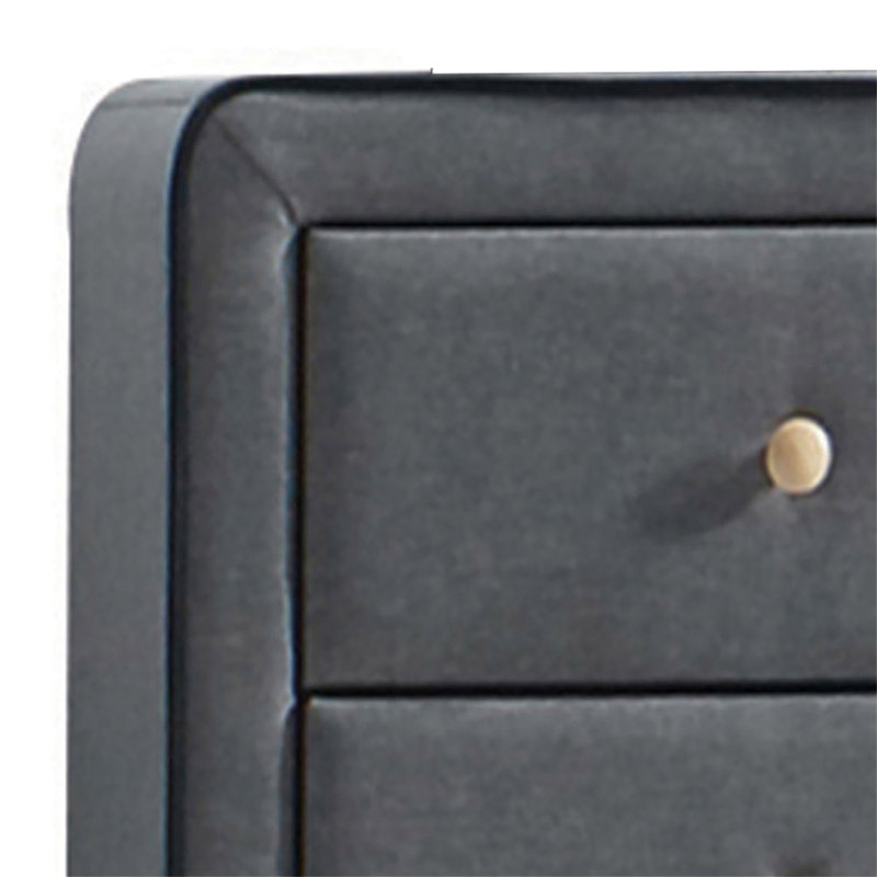 Commode double 6 tiroirs rembourrée gris clair