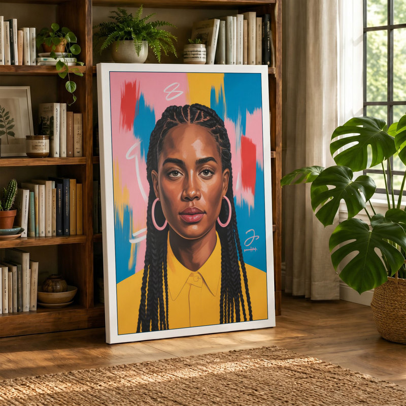 Composed Gaze Modern 1 Piece Wrapped Canvas Wall Art, 36x24 - 91.4 x 61.0 cm, White Border