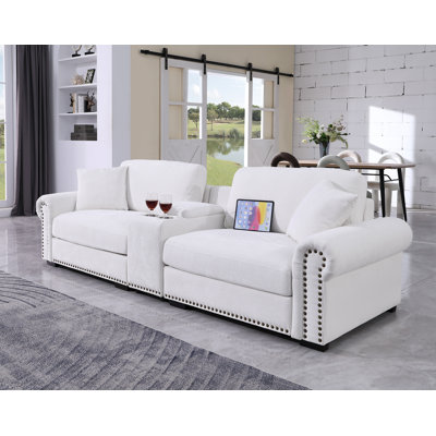 Canapé surdimensionné en chenille surdimensionné de 104,86 po avec porte-gobelet et port USB