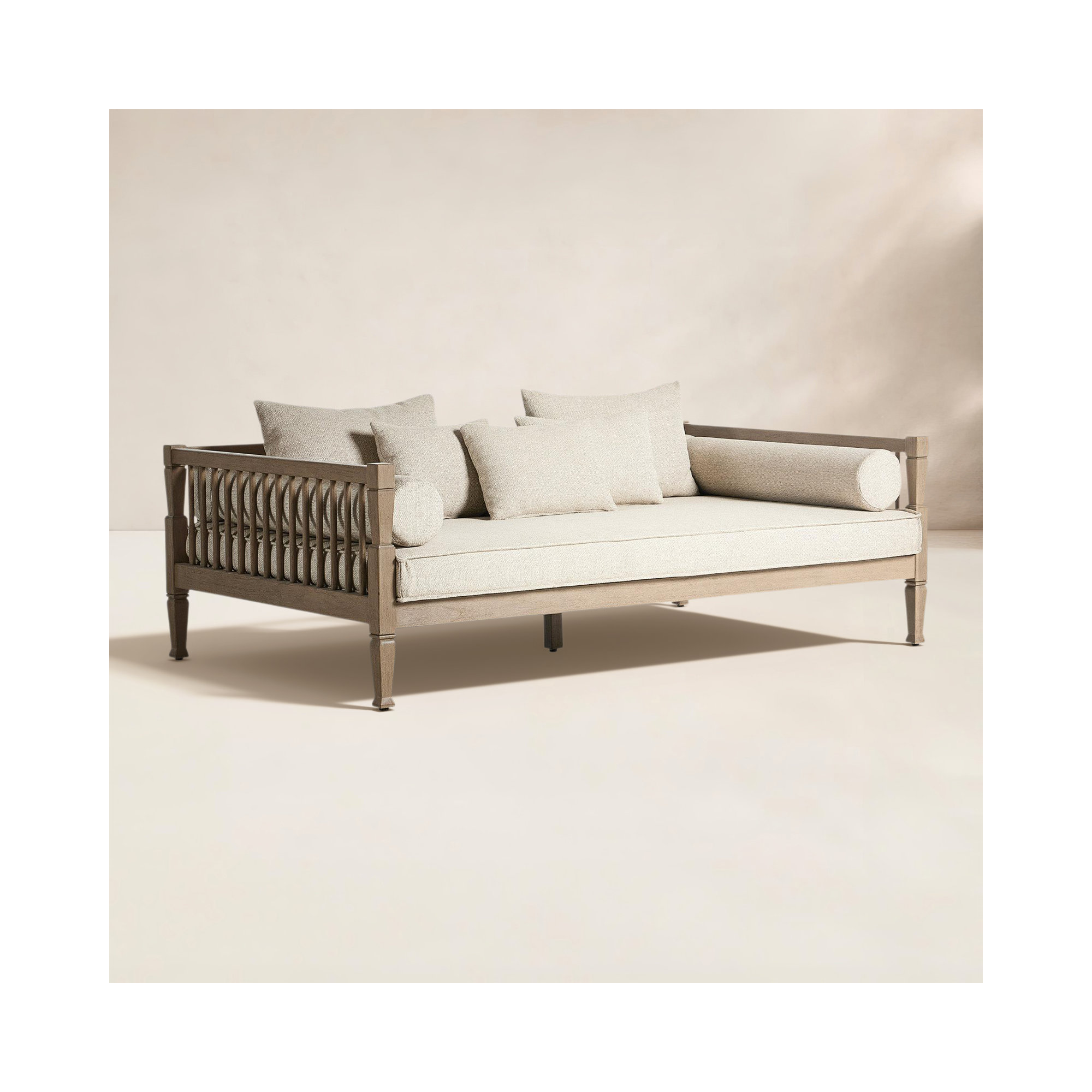 86'' Wide Teak Patio Sofa with Cushions