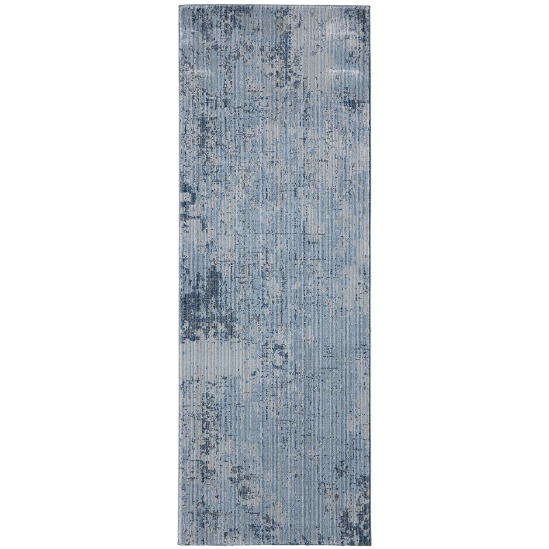 Maxin Modern Abstract, Blue/Black, Accent Rug, Runner 2'6" x 7'3"