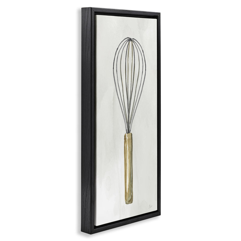  «Rustic Kitchen Whisk», art mural encadré flottant par Nan, H 25 po x l 11 po, Cadre flottant noir de jais
