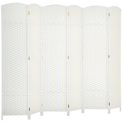 Bradey Room Divider, Panel Folding Privacy Screen, 5.6' Tall Freestanding Wall Partition For Home Office, Bedroom, White,wood