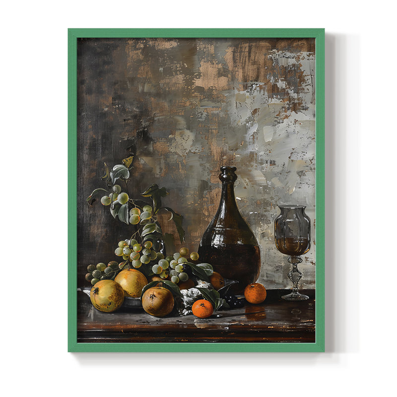 Reproduction encadrée FLORAL Series DCC XXXIV - bois massif, Vert, H 15 po x l 12 po