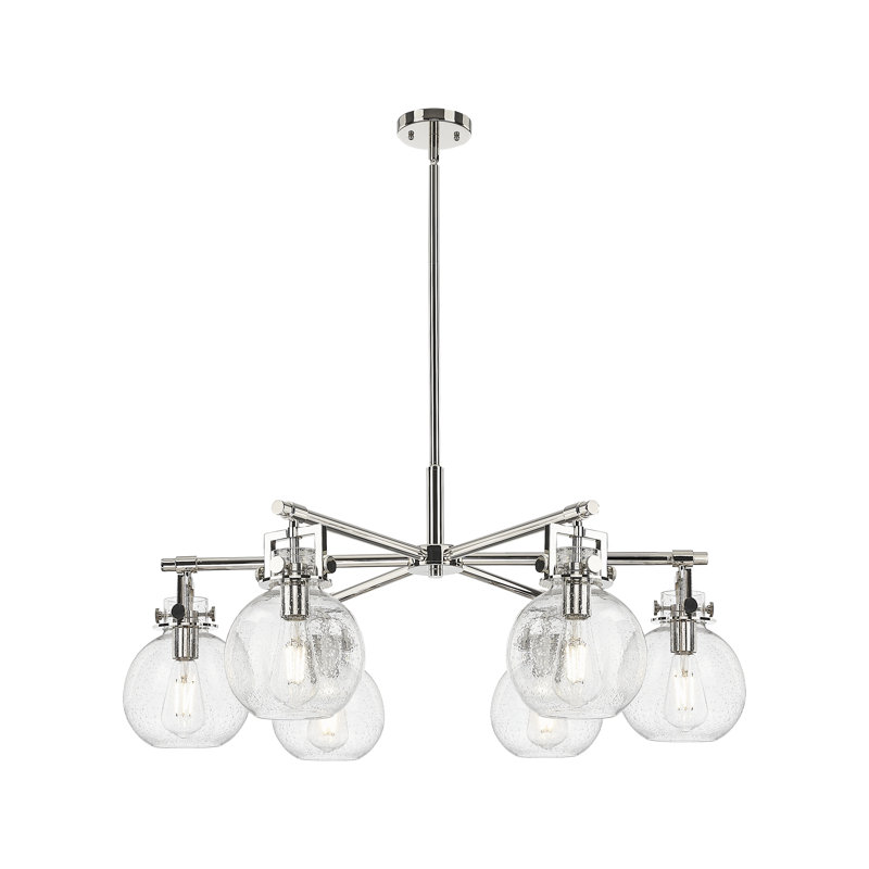 Lustre suspendu 6 lumières Newton Sphere, Nickel poli