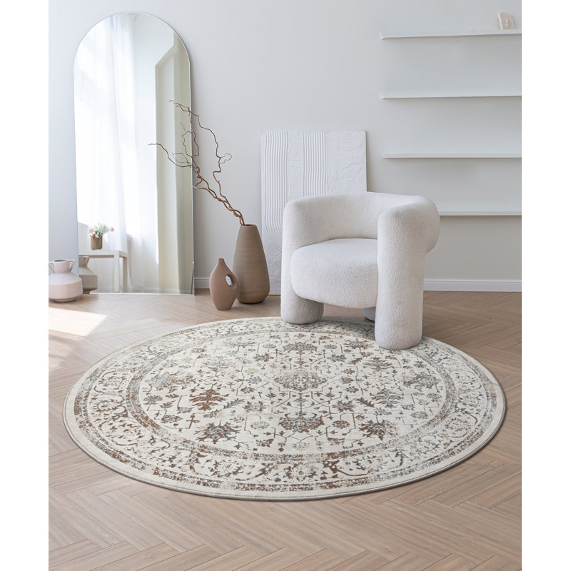 Audey Damask Area Rug, Round 200cm