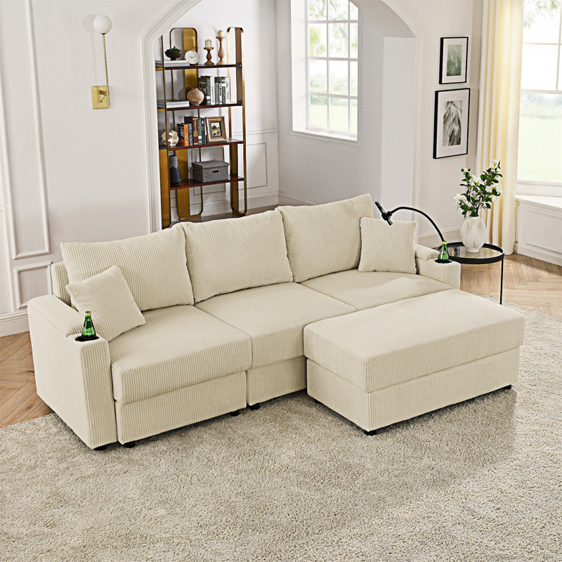 Modern Sofa Bed With Storage, Beige