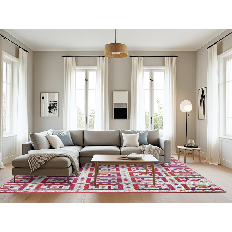 Tapis abstrait beige / rose, Rectangle 8 pi x 12 pi