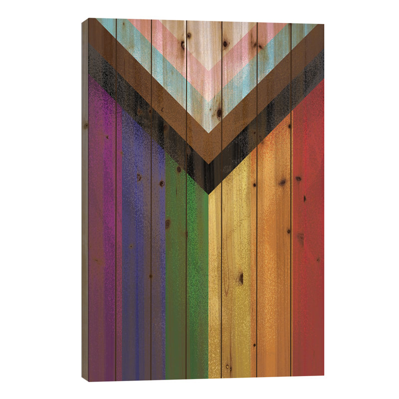 Drapeau Modern Pride - impression sans cadre sur bois, H 26 po x l 18 po x P 1,5 po