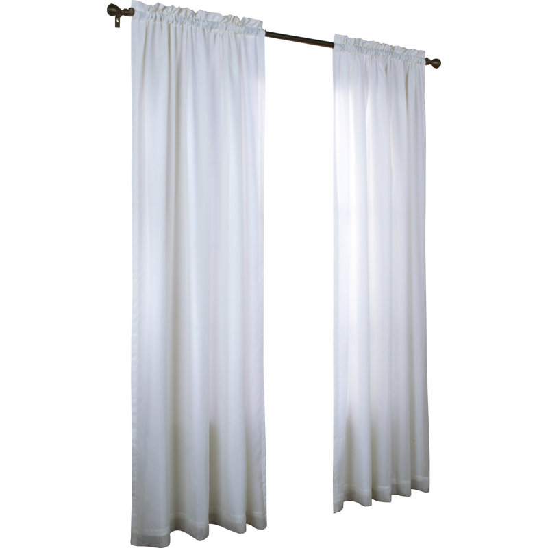 Rideau transparent de couleur unie avec passe-tringle Villareal, l 54 po x L 84 po, Blanc