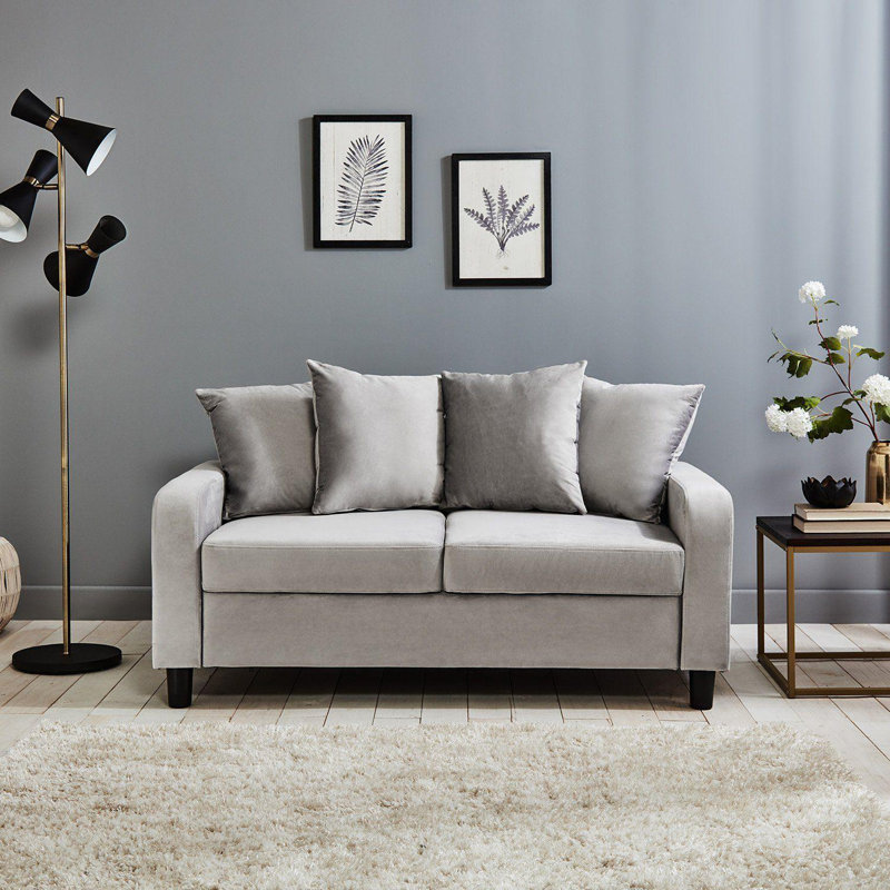 Mitzi 2 Seater Sofa, Velvet, Grey, 2