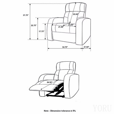 Fauteuil inclinable noir rembourré avec porte-gobelet