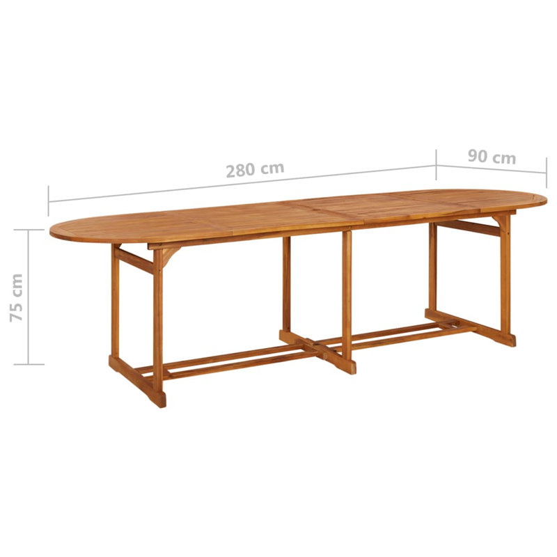Jerrod Oval Acacia Outdoor Dining Table , 280cm cm W 90cm cm D