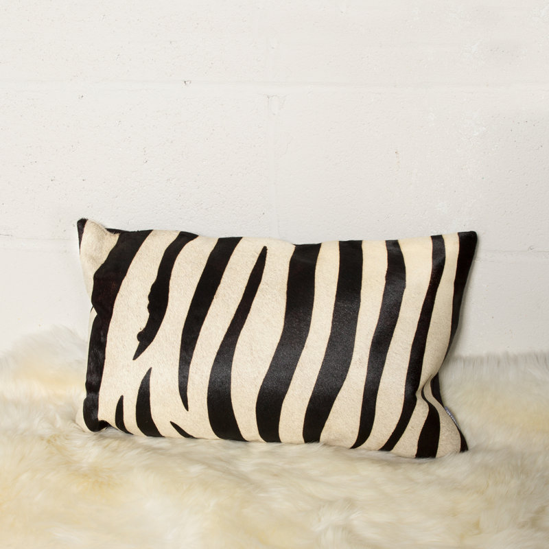 Coussin lombaire en cuir Torino, Noir / blanc