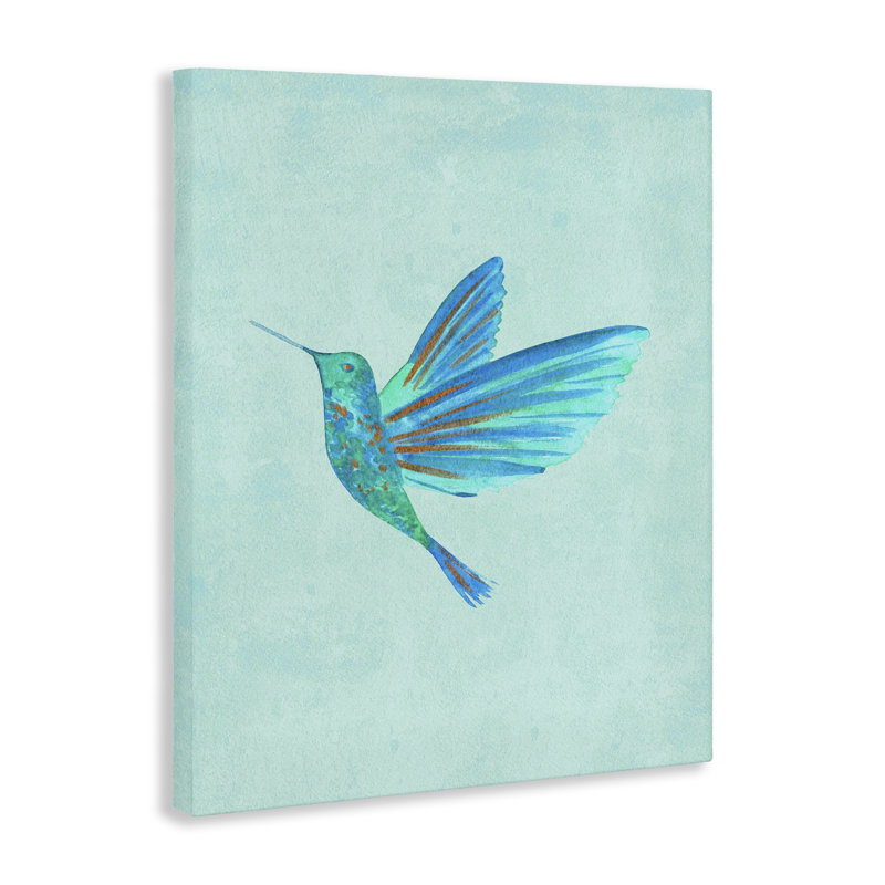 Toile simple colibri bleu, design par Camila Juncos, H 30 po x l 24 po