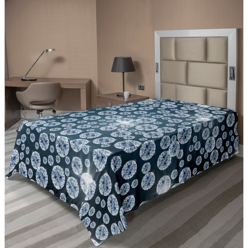 Ambesonne Top Flat Sheet Curving Art, Twin Flat Sheet, Dark Gray Diamond