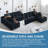 Compressed L-shaped Sectional Sofa With Side Pockets,wireless Charging Device, Two Usb Charging Ports, One Cup Holder, Bluetooth Speaker,reversible Lounge Chaise, Chenille Material,black Color