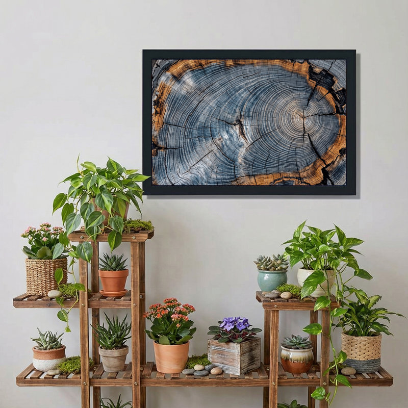 Art mural sur toile bleu et gris, H 12 po x l 18 po