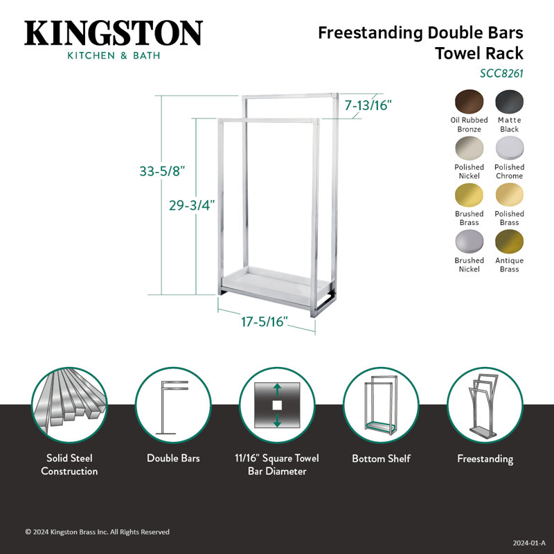 Kingston Brass Edenscape Freestanding 2-Tier Towel Rack, Matte Black
