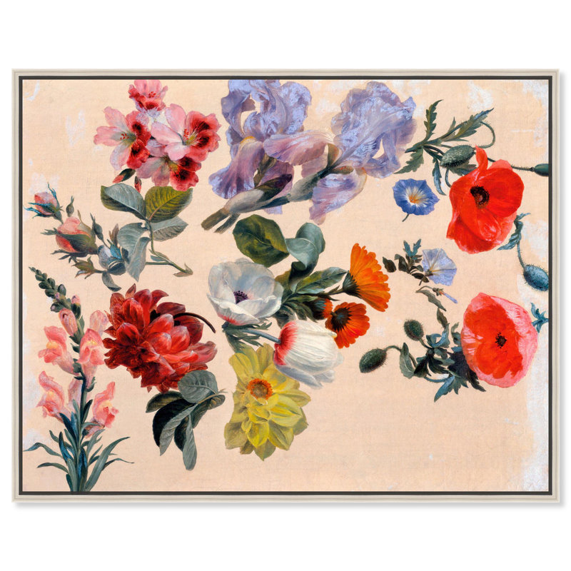 «Summer Flowers Canvas» par Art Remedy, H 21 po x l 25 po, Cadre argenté