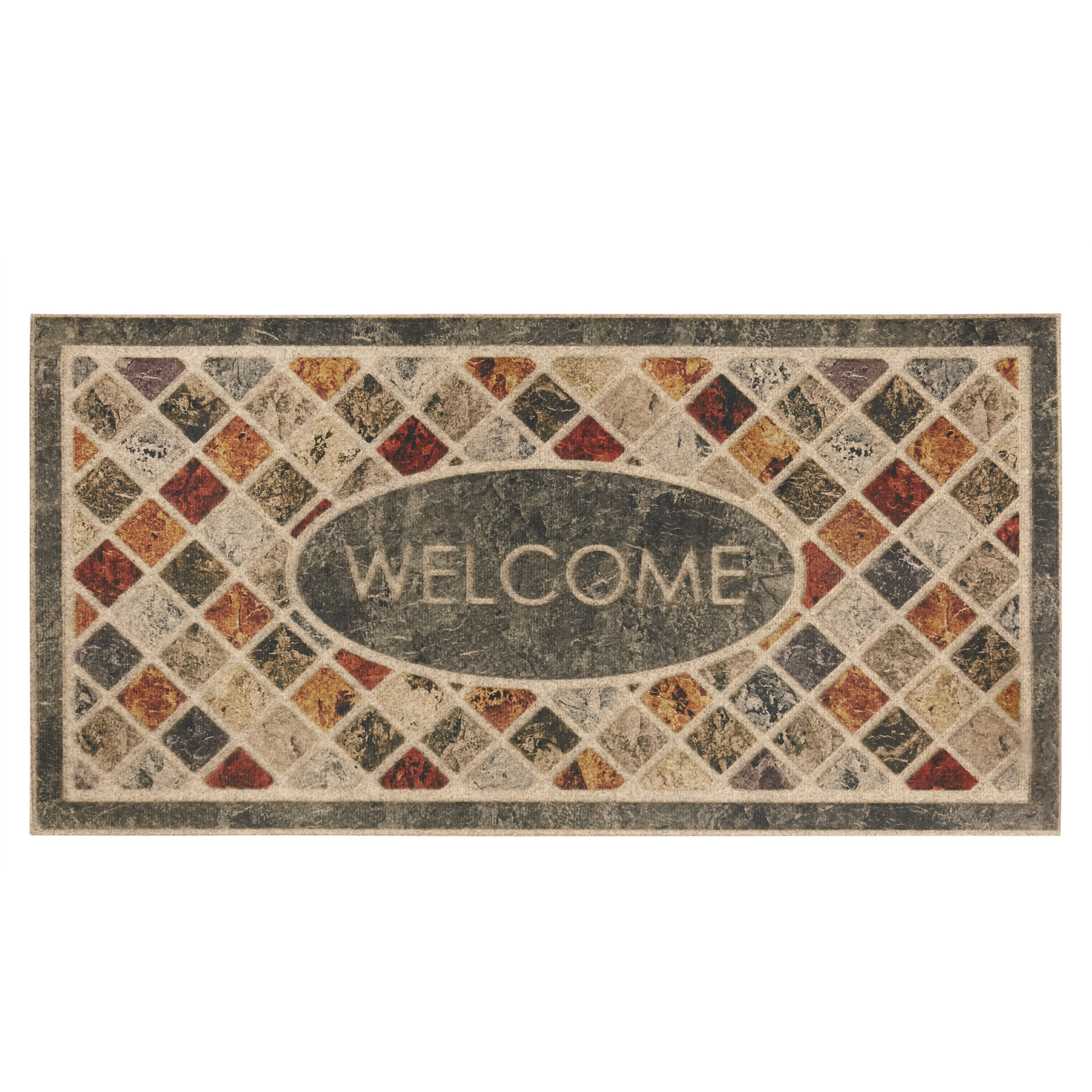 Mohawk Home Entryway Door Mat 3' x 4' All Weather Doormat Outdoor Non Slip  Recycled Rubber, Brown Squares