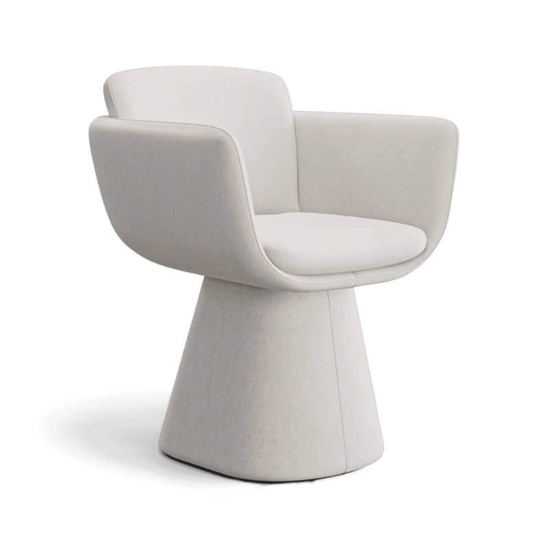 Chaise pivotante en velours blanc Rune