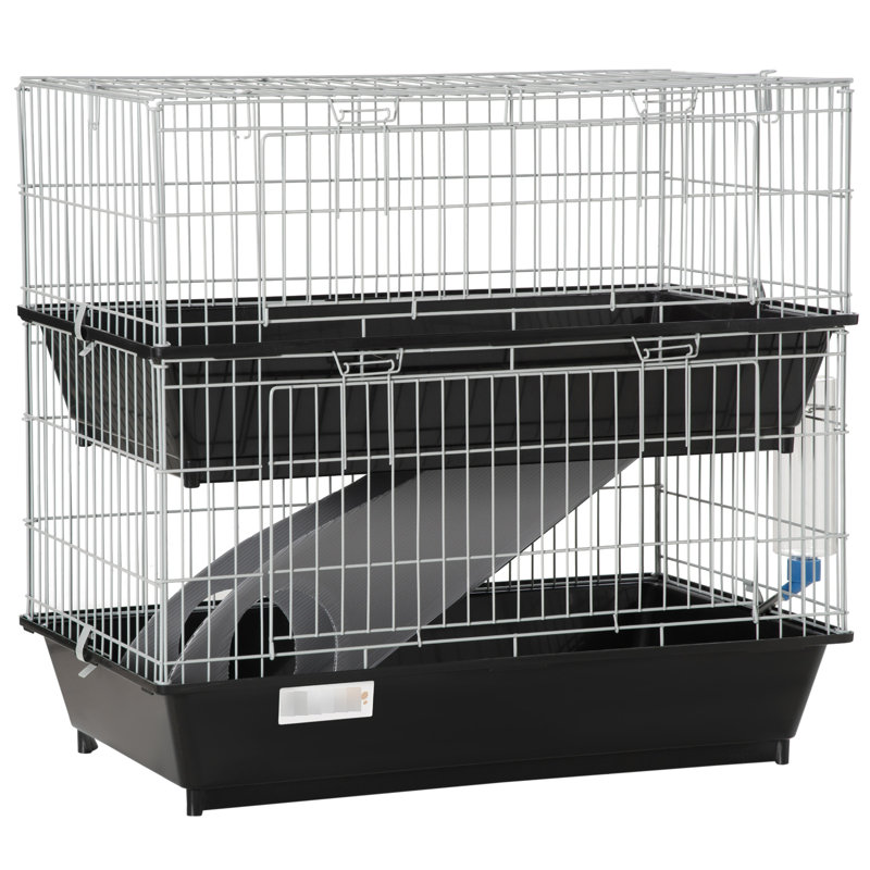 2 petites cages pour animaux en métal - noir avec cadre et caractéristiques pratiques