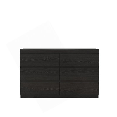 6 Drawer Black Dresser, Handle-Free Modern Storage Chest with Thickened Top Panel, Minimalist Drawer Cabinet, Easy Assembly Multi-Functional Storage F