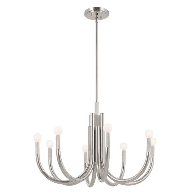 Lustre classique à 8 lumières Ashyla, Nickel poli