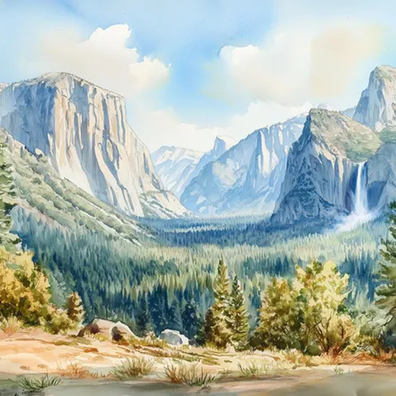 Murale Yosemite Valley, L 108 po x l 96 po