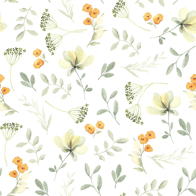 Peel & Stick Floral Tile, 25" W x 124.8" L