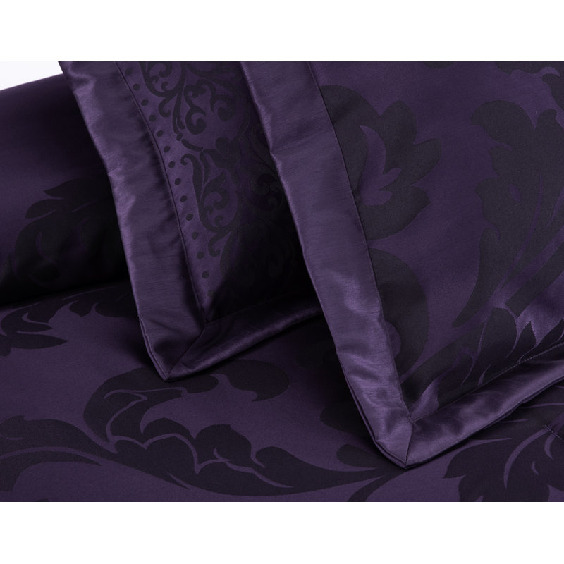 King Purple Jacquard Floral 7-Piece Comforter Set