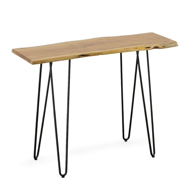 Console moderne à bordure vive de 40 po de largeur et 30 po de hauteur, Naturel/noir