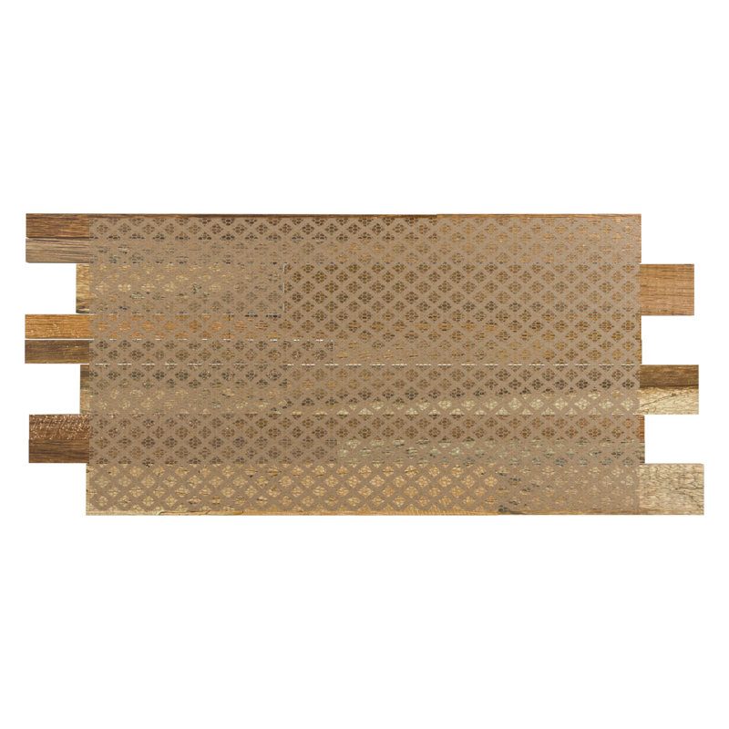 Old Boat Wood Mosaic Wall Tile in Brown and Beige