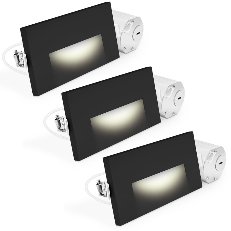 Éclairage de marches à pince DEL Luxrite, 5CCT, 3W, 150LM, faisceau 90 °, intensité variable, 120V, IP65, couvercle de plaque interchangeable, intérieur / extérieur, paquet de 3