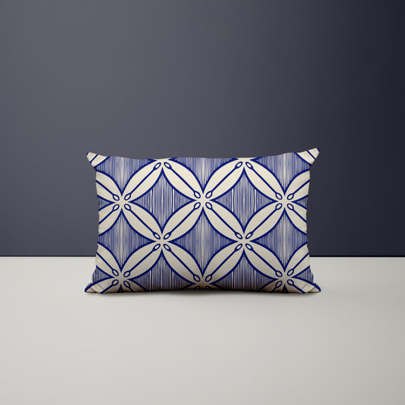 Polyester / Mélange de polyester Housse de coussin rectangulaire intérieure / extérieure lombaire et insert, Bleu marine
