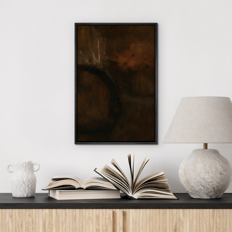 Moody Earth Tones Abstract Modern Decor - reproduction d'art sur toile encadrée, Noir, H 24 po x l 16 po