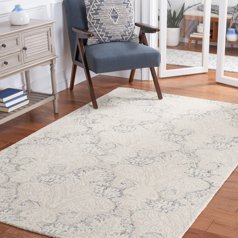 Hoadley Hand Tufted Wool And Cotton With Latex Ikat Rug, Rectangle 2' x 3'