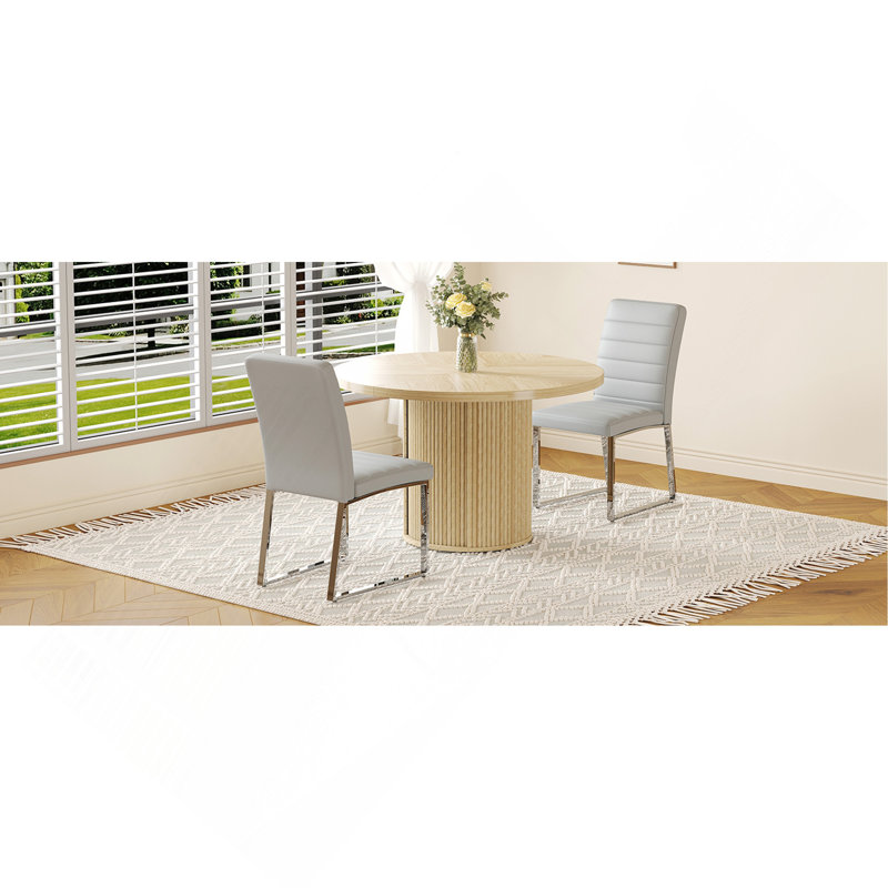 Ensemble de chaises de salle à manger rembourrées en polyuréthane avec table à colonnes romaine ronde, rangement inclus, convient aux restaurants / cafés